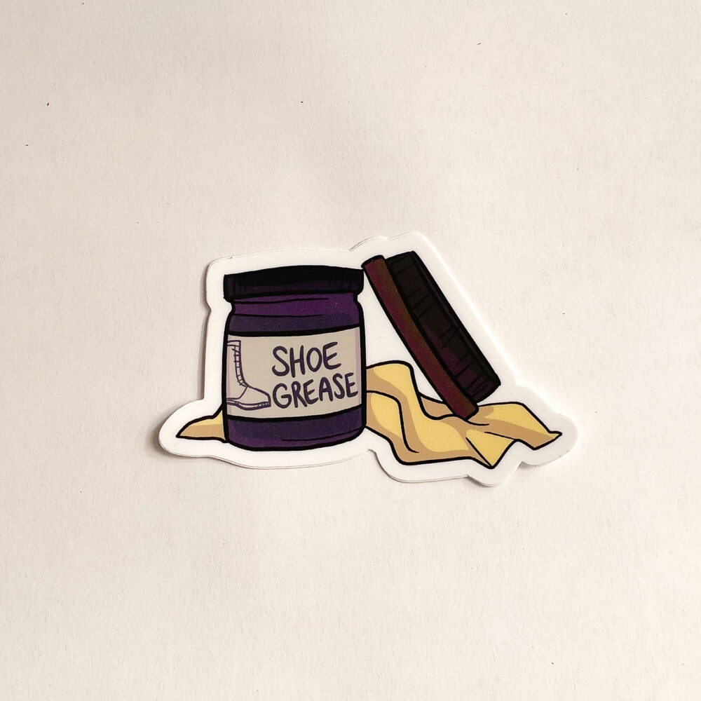 Sticker of a Shoe Grease Can and Brush